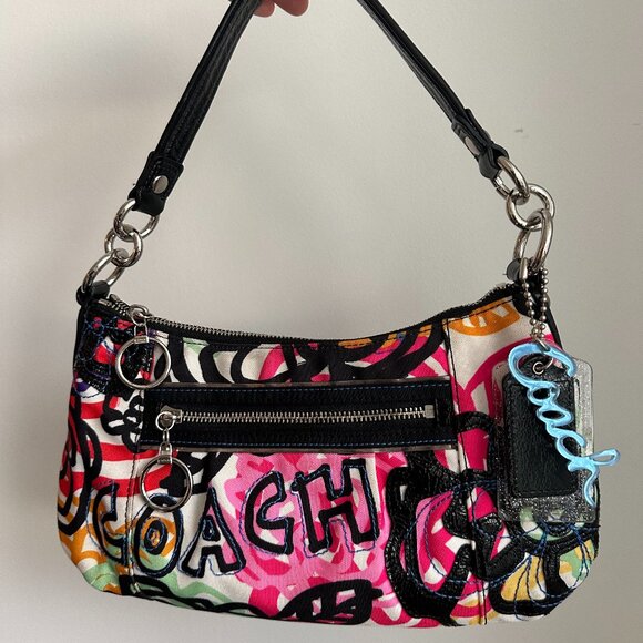 Y2K Coach Poppy Graffiti Shoulder Bag - Picture 2 of 4